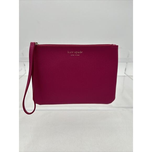 Kate Spade Keaton Medium L Zip Wristlet Dark Magenta 7" W x 5" H - Picture 3 of 11